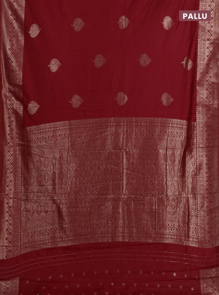 Semi chanderi saree red with zari woven buttas and zari woven border