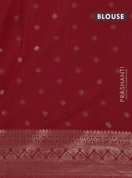 Semi chanderi saree red with zari woven buttas and zari woven border