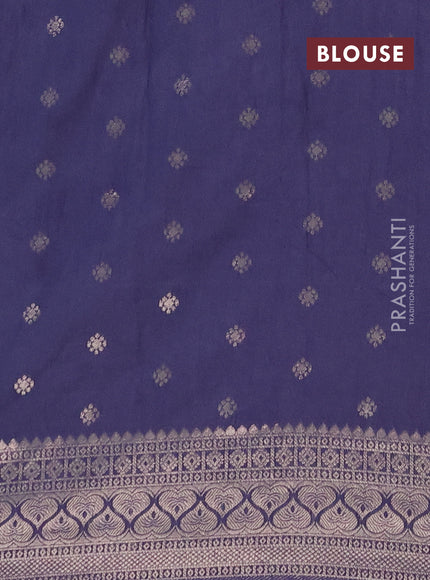 Semi chanderi saree navy blue with zari woven buttas and zari woven border
