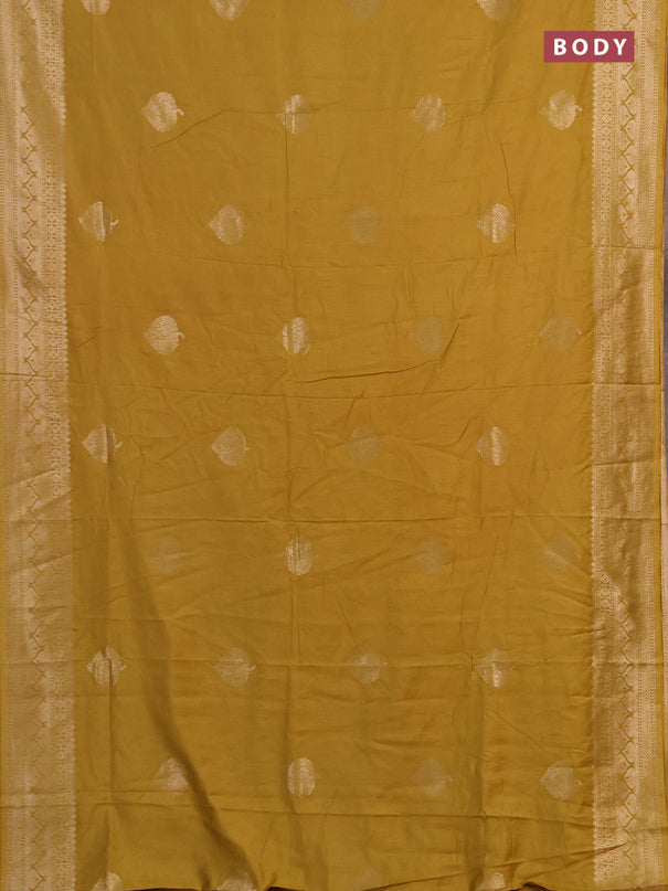 Semi chanderi saree mustard yellow with zari woven buttas and zari woven border