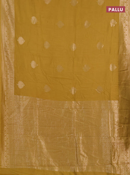 Semi chanderi saree mustard yellow with zari woven buttas and zari woven border