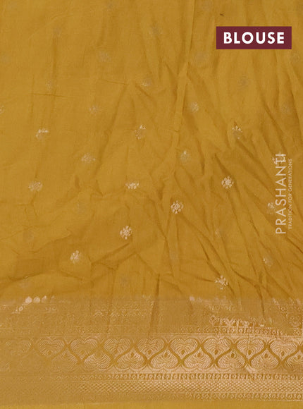 Semi chanderi saree mustard yellow with zari woven buttas and zari woven border