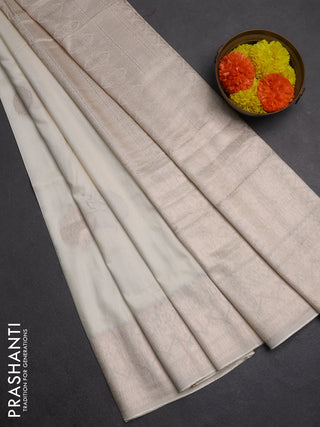 Semi chanderi saree off white with zari woven buttas and zari woven border