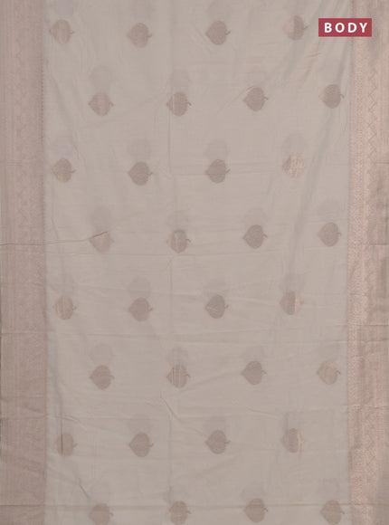 Semi chanderi saree off white with zari woven buttas and zari woven border