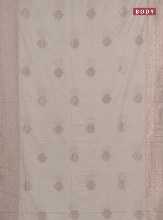 Semi chanderi saree off white with zari woven buttas and zari woven border