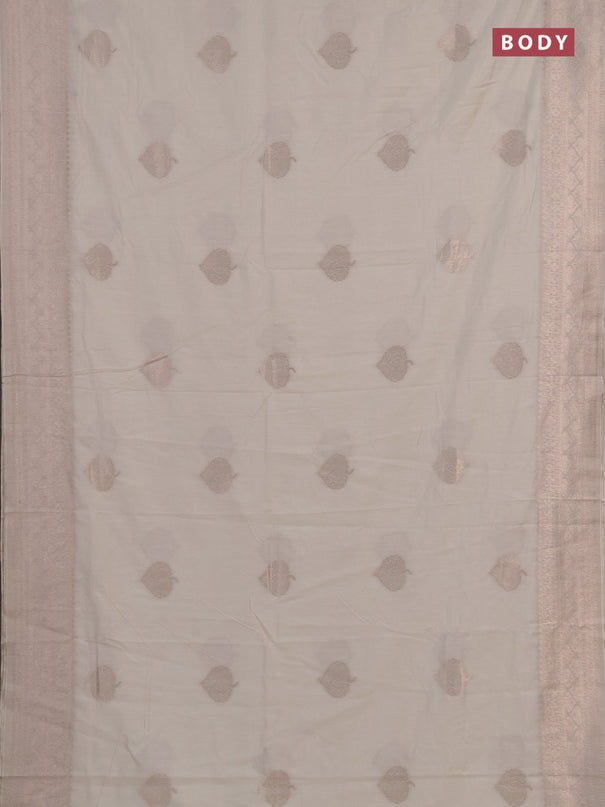 Semi chanderi saree off white with zari woven buttas and zari woven border