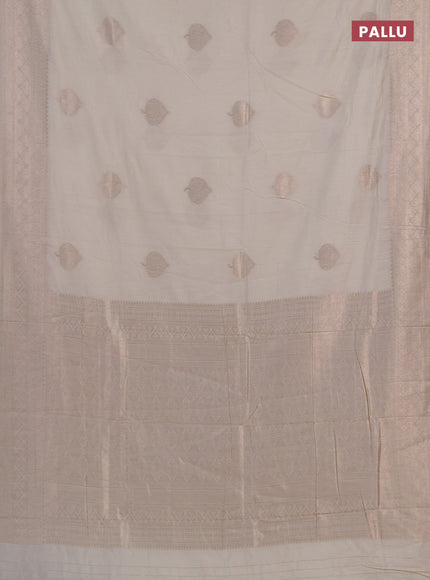 Semi chanderi saree off white with zari woven buttas and zari woven border