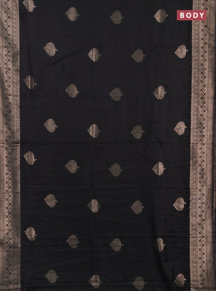 Semi chanderi saree black with zari woven buttas and zari woven border