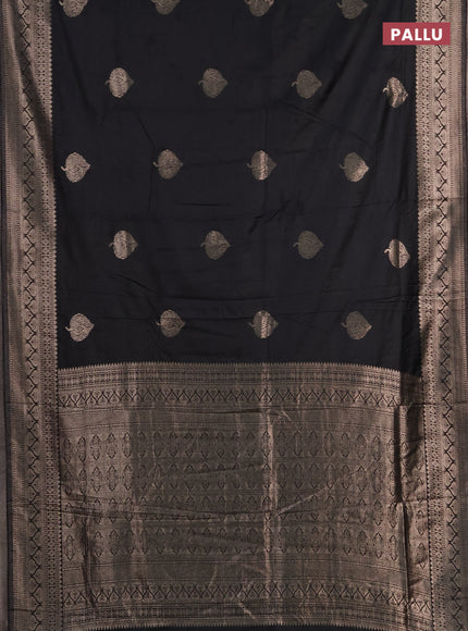 Semi chanderi saree black with zari woven buttas and zari woven border