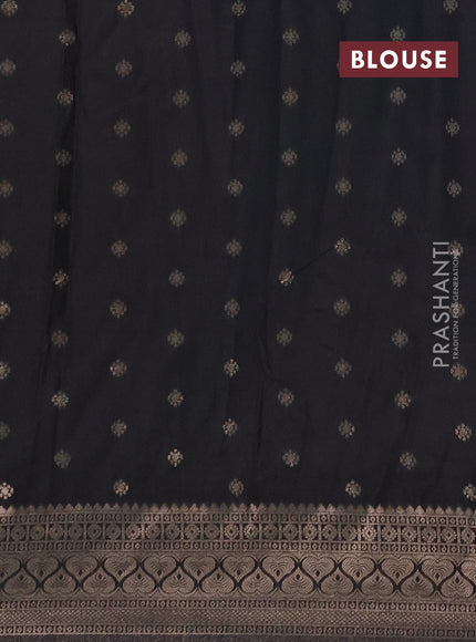 Semi chanderi saree black with zari woven buttas and zari woven border