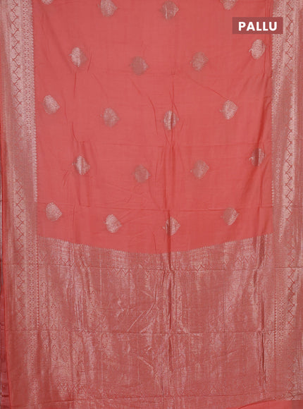 Semi chanderi saree orange with zari woven buttas and zari woven border