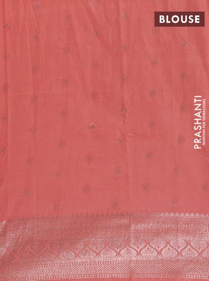 Semi chanderi saree orange with zari woven buttas and zari woven border