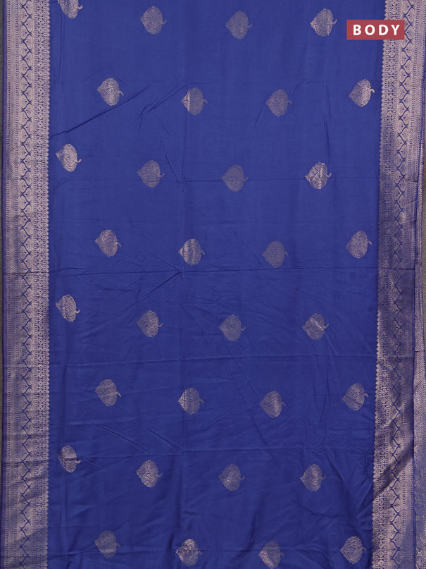 Semi chanderi saree blue with zari woven buttas and zari woven border