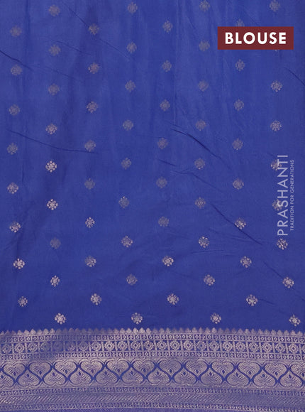 Semi chanderi saree blue with zari woven buttas and zari woven border