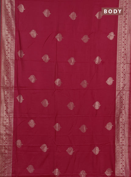 Semi chanderi saree pink with zari woven buttas and zari woven border