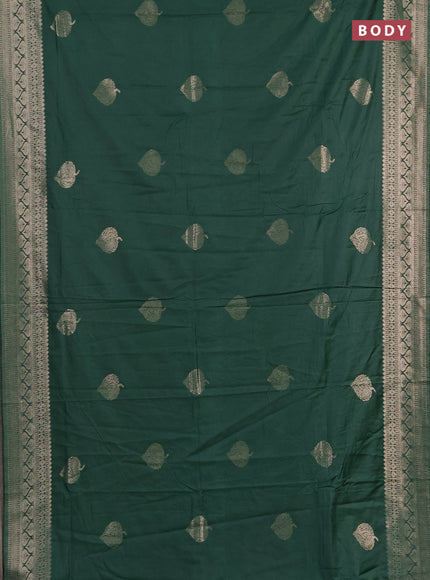 Semi chanderi saree green with zari woven buttas and zari woven border