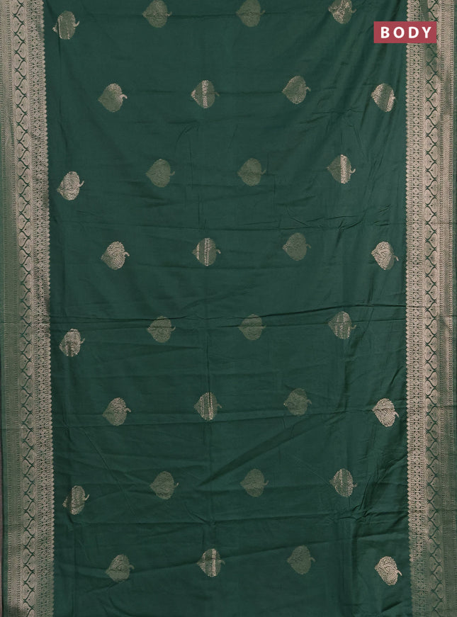 Semi chanderi saree green with zari woven buttas and zari woven border