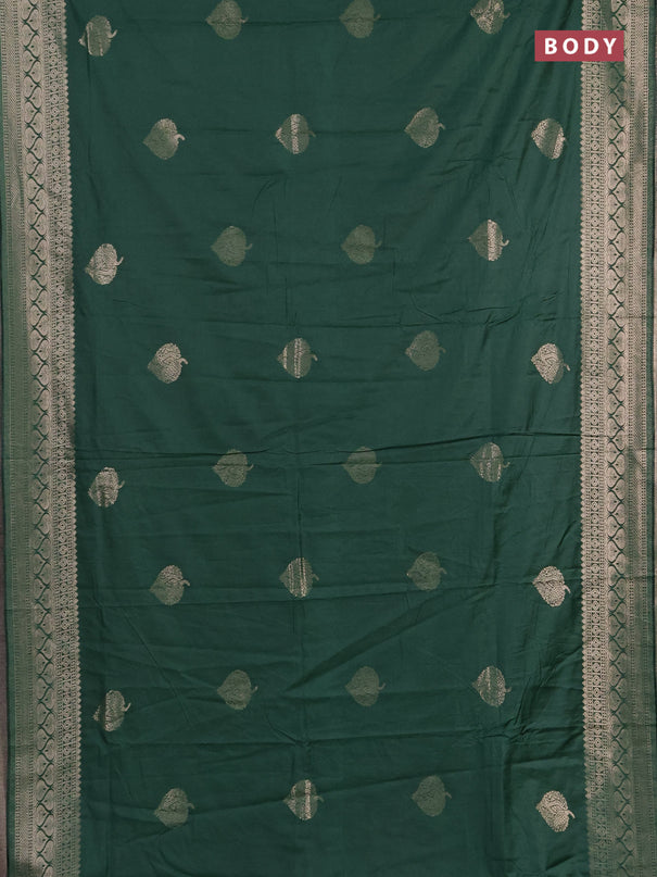 Semi chanderi saree green with zari woven buttas and zari woven border