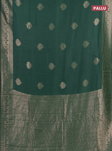 Semi chanderi saree green with zari woven buttas and zari woven border