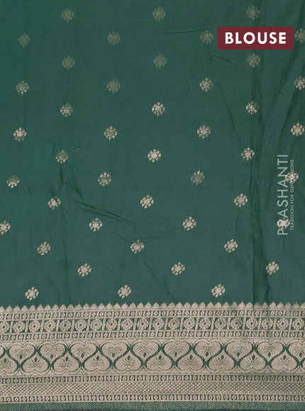 Semi chanderi saree green with zari woven buttas and zari woven border