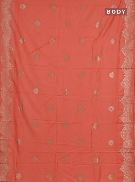 Semi chanderi saree orange with alllover zari woven buttas and zari woven border
