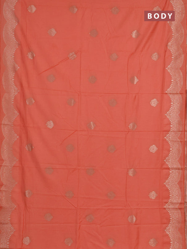 Semi chanderi saree orange with alllover zari woven buttas and zari woven border
