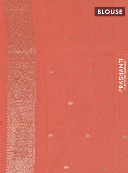 Semi chanderi saree orange with alllover zari woven buttas and zari woven border