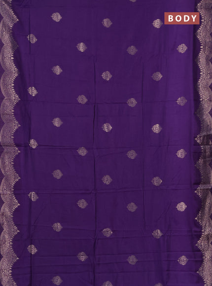 Semi chanderi saree violet with alllover zari woven buttas and zari woven border