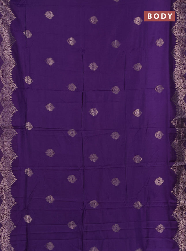Semi chanderi saree violet with alllover zari woven buttas and zari woven border
