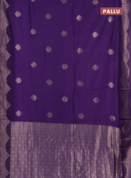 Semi chanderi saree violet with alllover zari woven buttas and zari woven border
