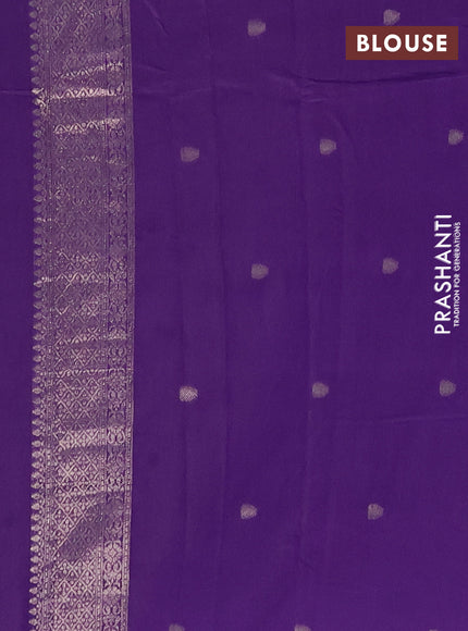 Semi chanderi saree violet with alllover zari woven buttas and zari woven border
