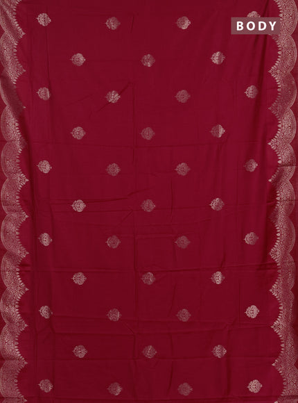 Semi chanderi saree maroon with alllover zari woven buttas and zari woven border