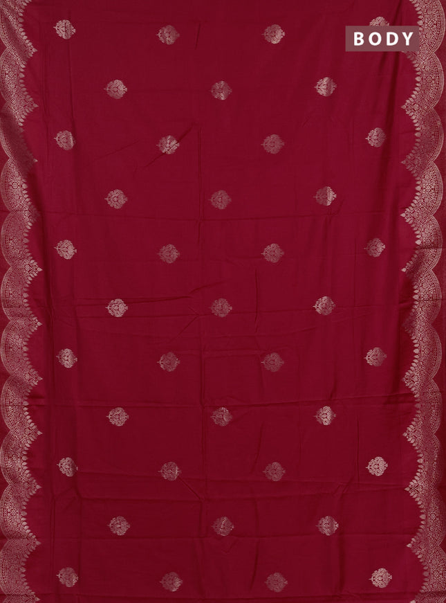 Semi chanderi saree maroon with alllover zari woven buttas and zari woven border