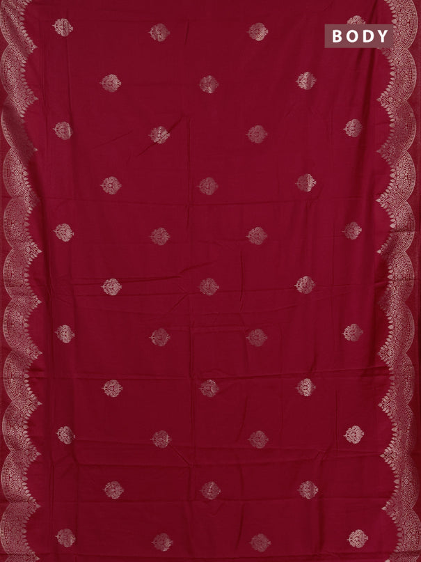 Semi chanderi saree maroon with alllover zari woven buttas and zari woven border