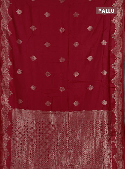Semi chanderi saree maroon with alllover zari woven buttas and zari woven border