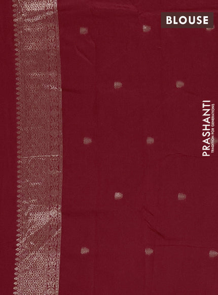 Semi chanderi saree maroon with alllover zari woven buttas and zari woven border