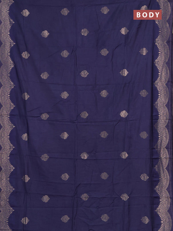 Semi chanderi saree navy blue with alllover zari woven buttas and zari woven border
