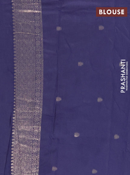 Semi chanderi saree navy blue with alllover zari woven buttas and zari woven border