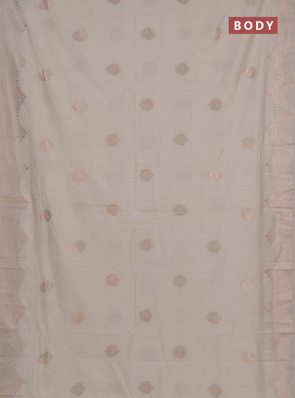 Semi chanderi saree off white with alllover zari woven buttas and zari woven border