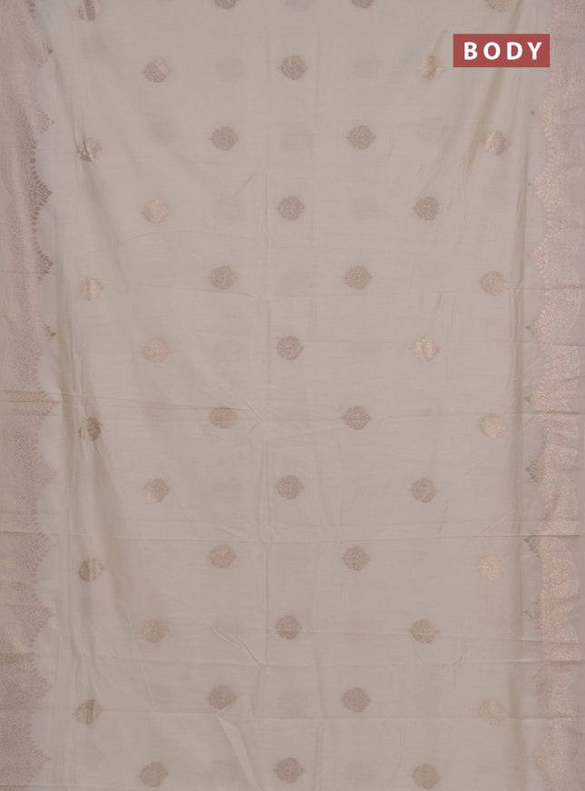 Semi chanderi saree off white with alllover zari woven buttas and zari woven border