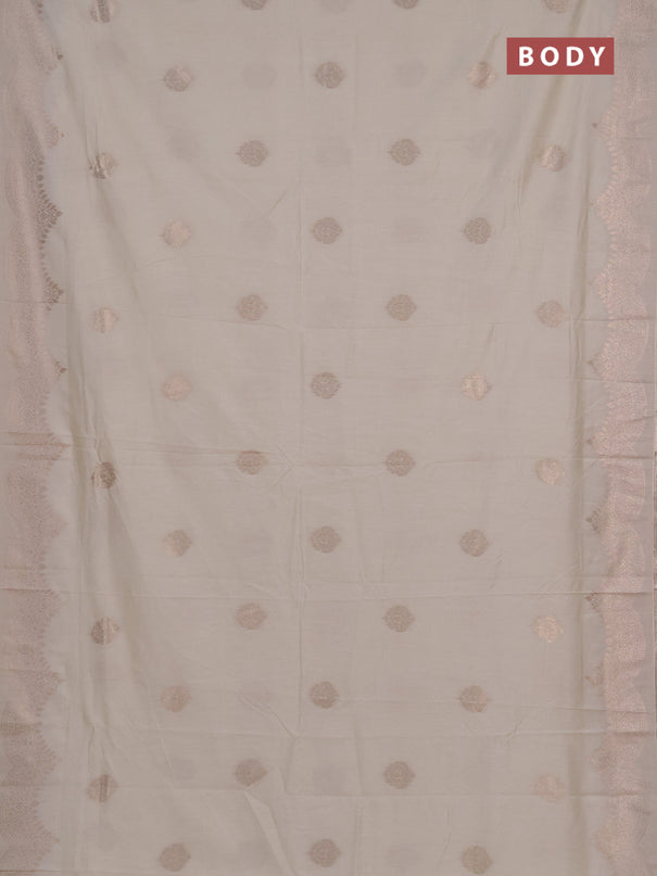 Semi chanderi saree off white with alllover zari woven buttas and zari woven border