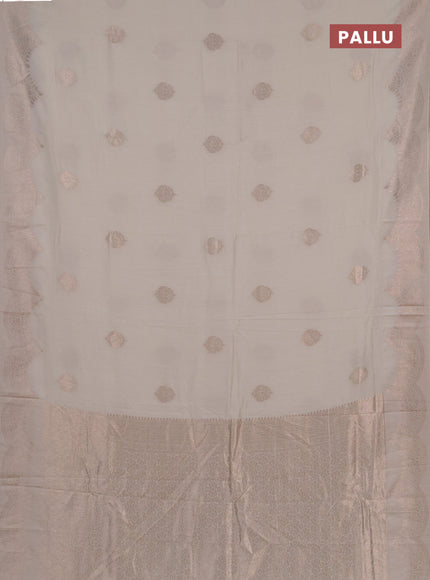 Semi chanderi saree off white with alllover zari woven buttas and zari woven border