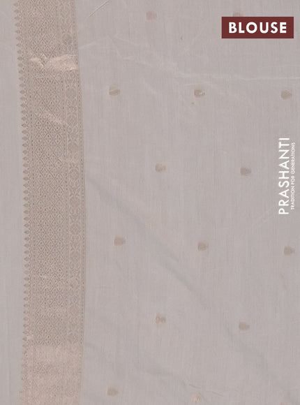 Semi chanderi saree off white with alllover zari woven buttas and zari woven border