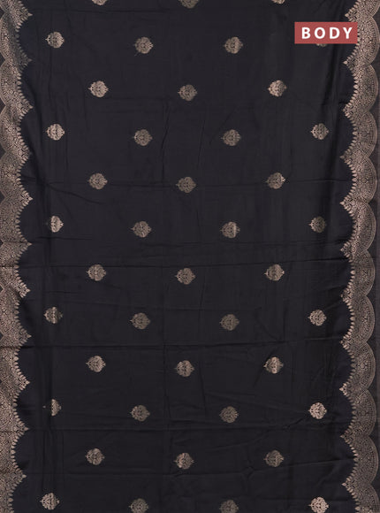 Semi chanderi saree black with alllover zari woven buttas and zari woven border