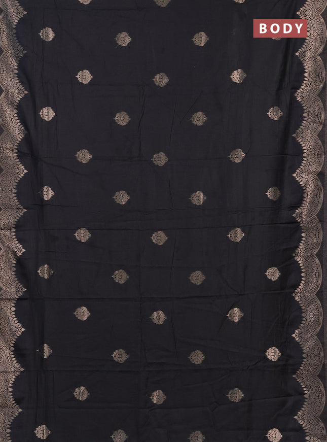 Semi chanderi saree black with alllover zari woven buttas and zari woven border