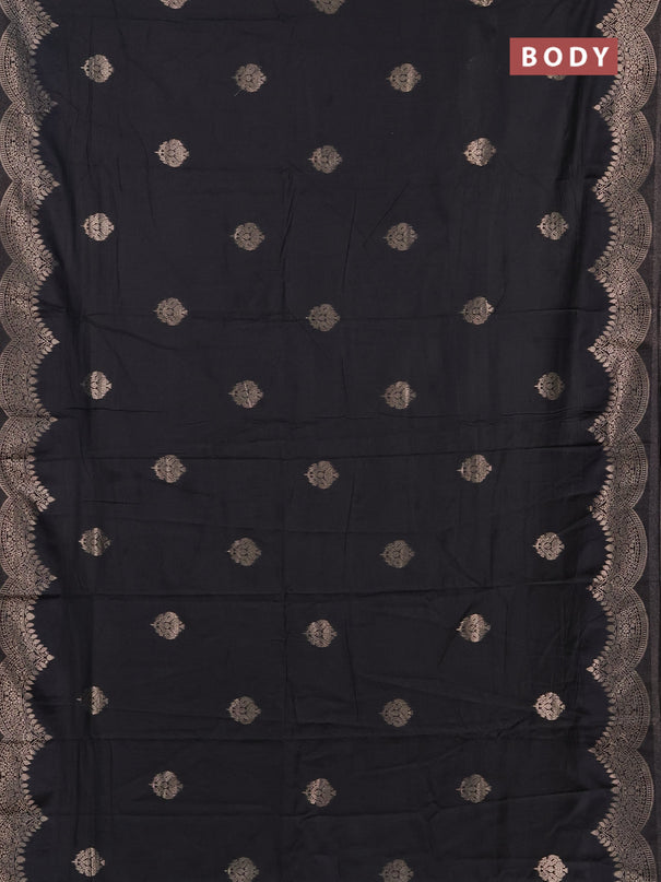 Semi chanderi saree black with alllover zari woven buttas and zari woven border