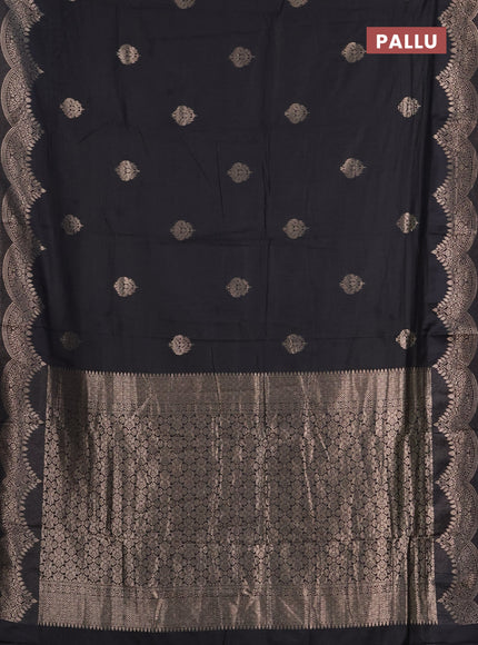 Semi chanderi saree black with alllover zari woven buttas and zari woven border