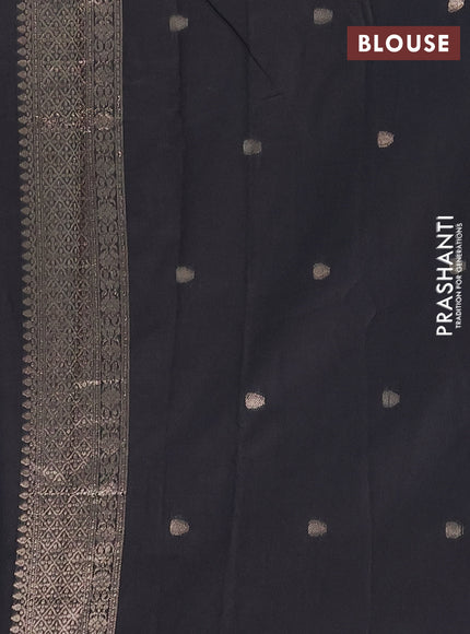 Semi chanderi saree black with alllover zari woven buttas and zari woven border