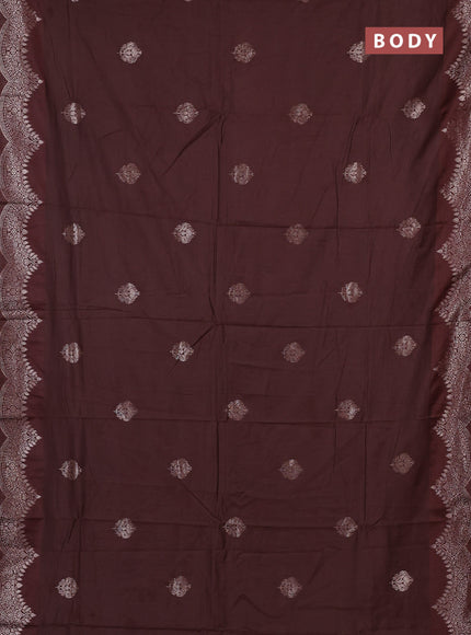 Semi chanderi saree coffee brown with alllover zari woven buttas and zari woven border