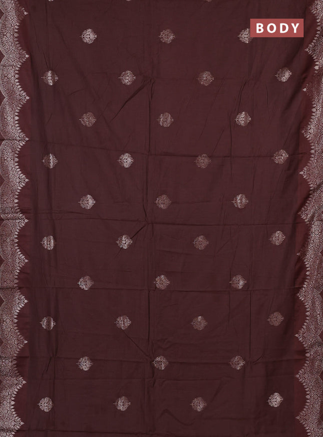 Semi chanderi saree coffee brown with alllover zari woven buttas and zari woven border